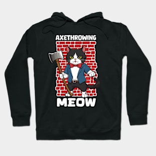 Tuxedo cat and Axe throwing Sport lover gift Hoodie